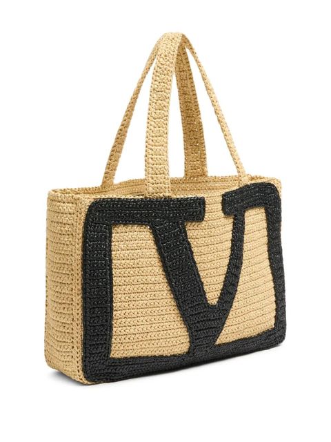 Valentino Garavani large Viva Superstar raffia tote bag - Neutrals