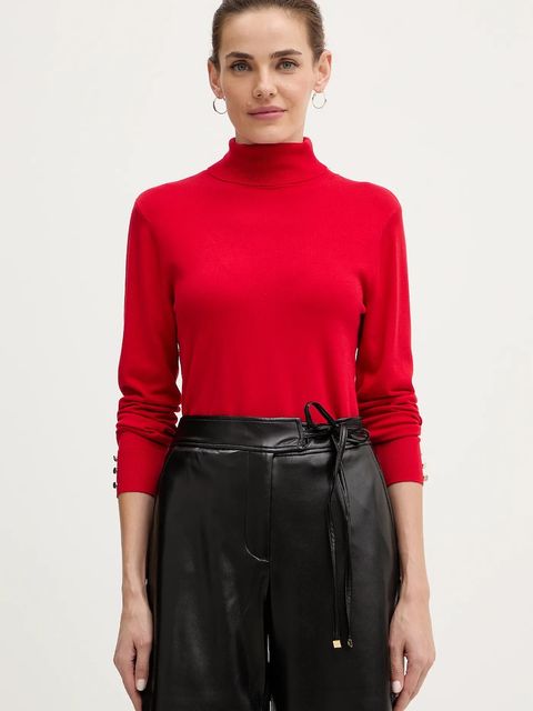 Morgan sweter damski kolor czerwony lekki z golfem MFLORIA - zdjęcie produktu nr 1