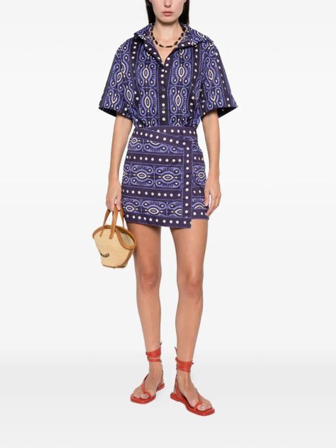 Johanna Ortiz Salty Promises buttoned-patterned shirt - Blue