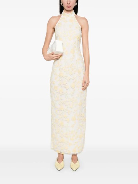 ROTATE BIRGER CHRISTENSEN floral-beaded maxi dress - White