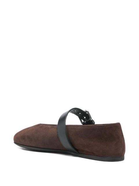 Miu Miu buckle-strap ballet flats - Brown