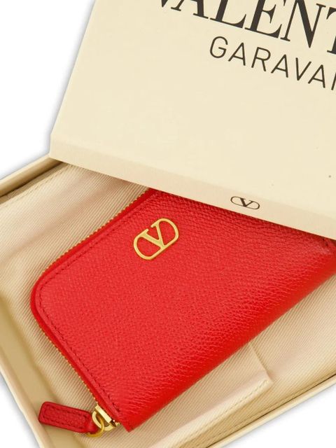 Valentino Garavani zipped grained leather wallet - Red