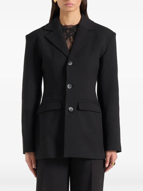 Manière De Voir Claire marble-button wide-shoulder blazer - Black