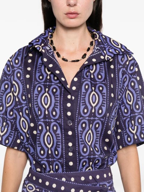 Johanna Ortiz Salty Promises buttoned-patterned shirt - Blue