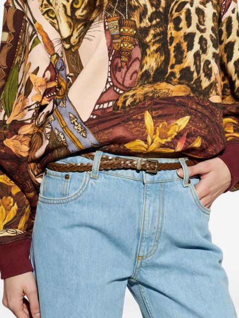 ETRO braided detailed-buckle leather belt - Brown