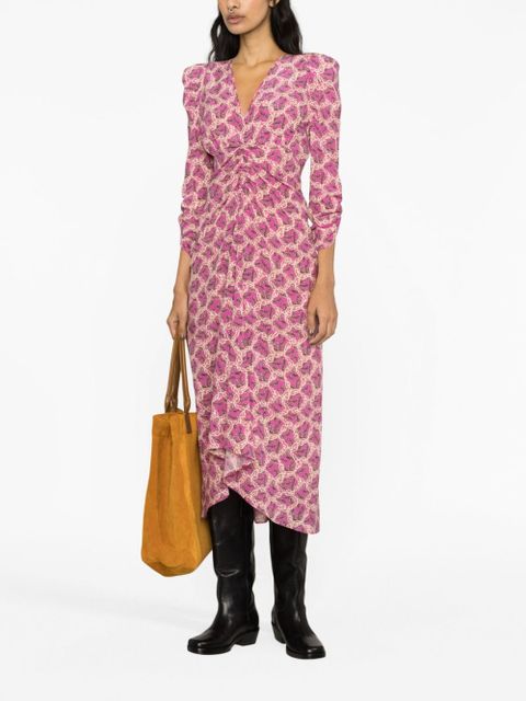 ISABEL MARANT Albini printed silk midi dress - Pink