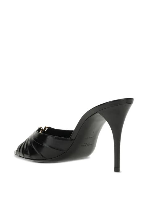 Saint Laurent Babylone ruched leather sandals - Black