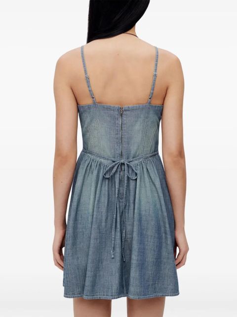 RE/DONE corset-bodice chambray minidress - Blue