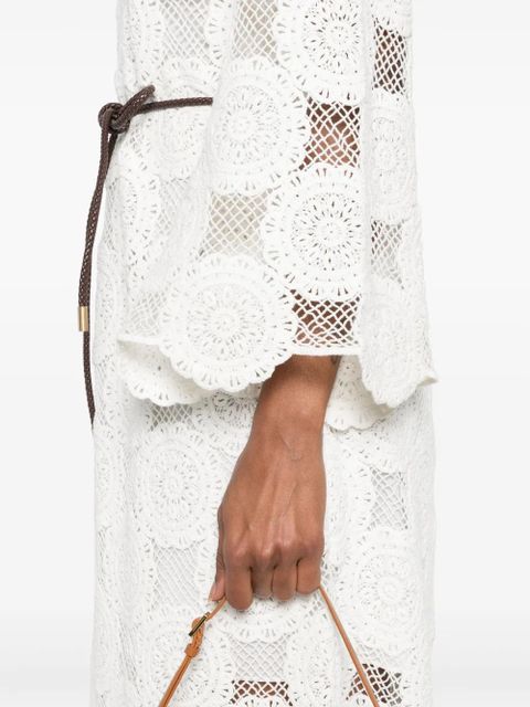 ZIMMERMANN belted crochet midi dress - White - zdjęcie produktu nr 2