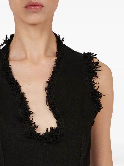 Ferragamo frayed-brim mini dress - Black