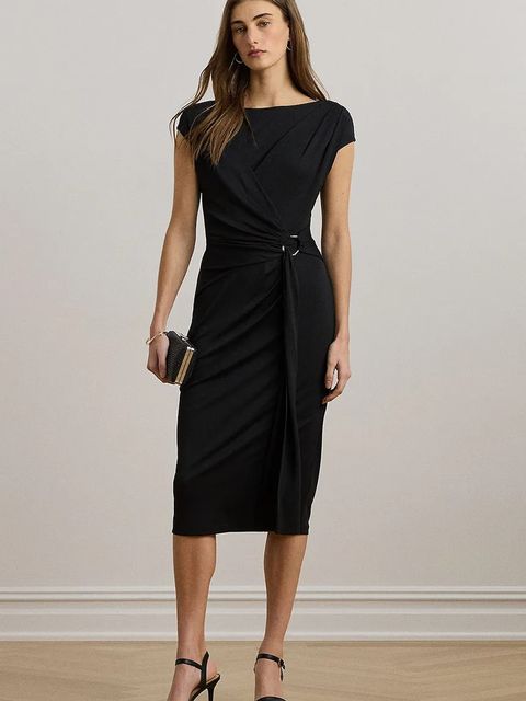 Lauren Ralph Lauren sukienka kolor czarny midi dopasowana 200973601 - zdjęcie produktu nr 1