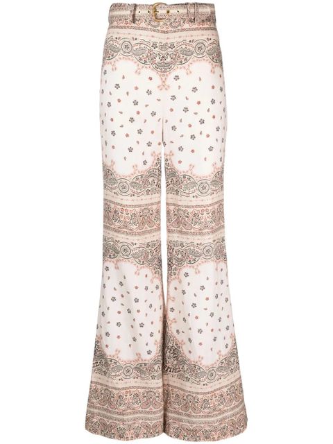 ZIMMERMANN bandana-print linen trousers - White - zdjęcie produktu nr 1