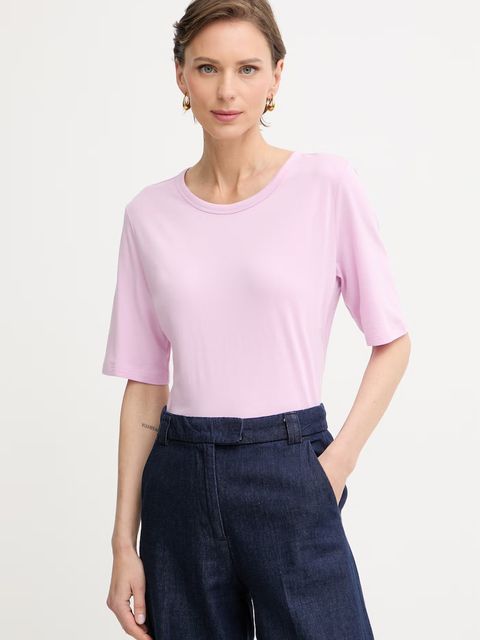 BOSS t-shirt basic damski z dodatkiem jedwabiu Evyta - zdjęcie produktu nr 1