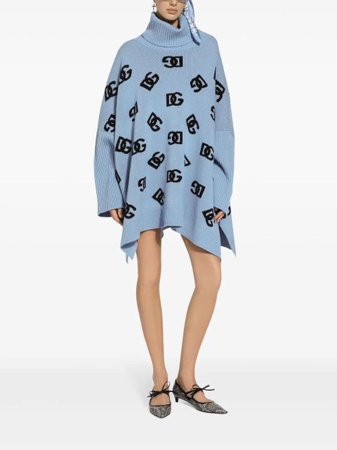 Dolce & Gabbana DNA logo embroidered coat - Blue