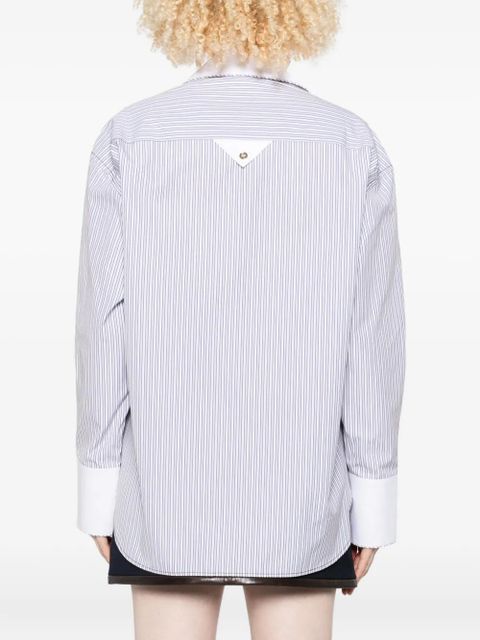 SANDRO striped contrast-collar shirt - Neutrals