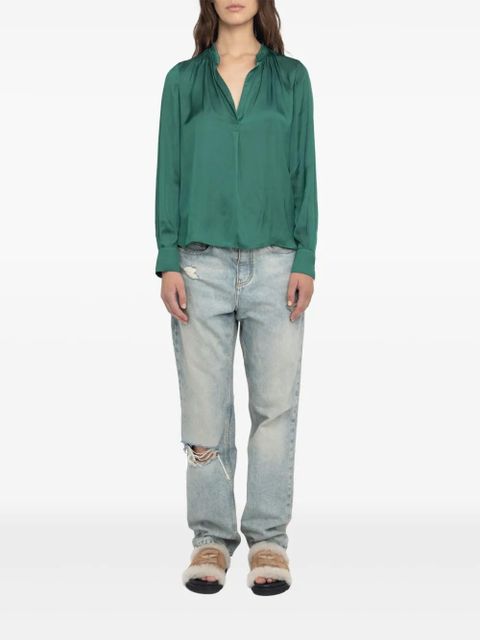 Zadig&Voltaire Tink satin V-neck top - Green - zdjęcie produktu nr 2