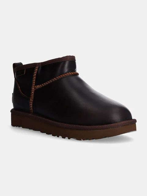 UGG śniegowce skórzane Classic Ultra Mini Lthr Regen kolor brązowy 1163490-IWD