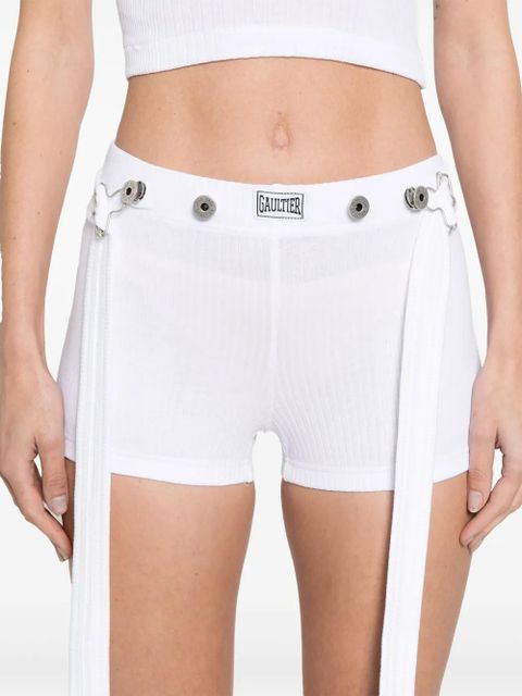 Jean Paul Gaultier logo-patch shorts - White