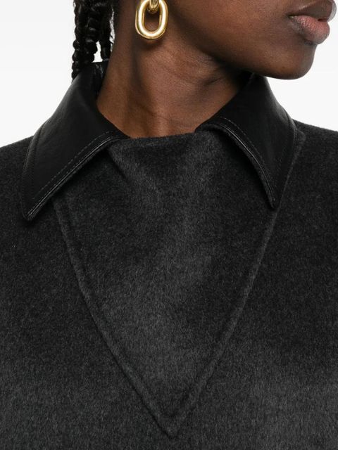 Nanushka leather-collar wool coat - Grey - zdjęcie produktu nr 2