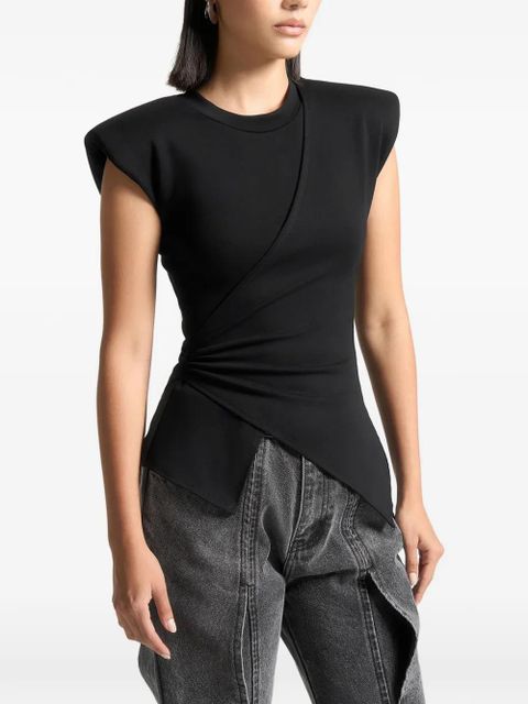 Manière De Voir wide-shoulder ruched-waist top - Black - zdjęcie produktu nr 1