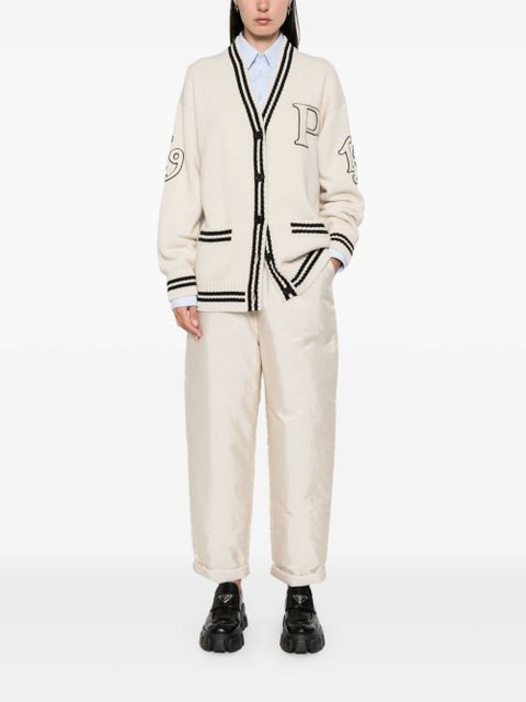 Prada enamel triangle-logo trousers - Neutrals