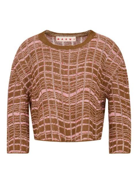 Marni jacquard-pattern laddered sweater - Brown - zdjęcie produktu nr 1