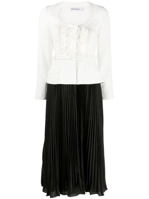 Self-Portrait pleated-skirt midi dress - Black - zdjęcie produktu nr 1