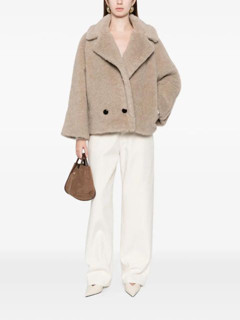 Max Mara wide lapel double-breasted short coat - Neutrals - zdjęcie produktu nr 2