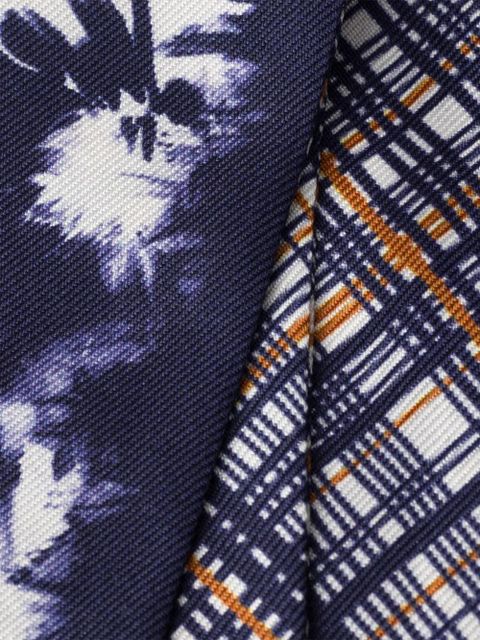 Prada printed silk twill skinny scarf - Blue