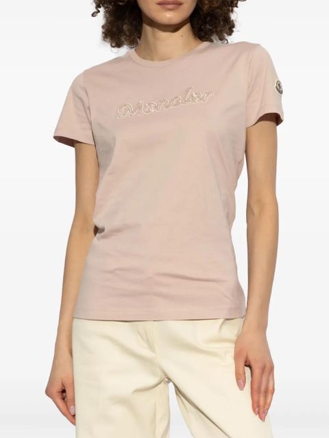 Moncler bead-logo T-shirt - Pink