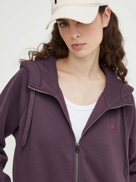 G-Star bluza damska kolor fioletowy z kapturem gładka - zdjęcie produktu nr 2