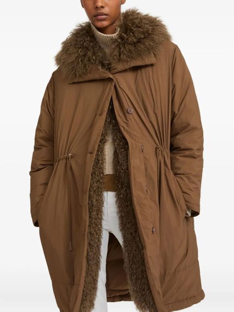 Yves Salomon lambshearling-trimmed parka coat - Brown