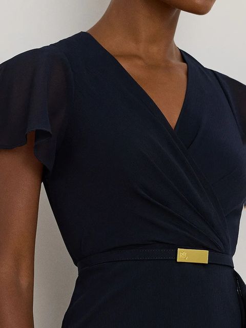 Lauren Ralph Lauren sukienka kolor granatowy maxi rozkloszowana 253909447