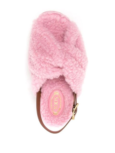 Tod's slingback shearling sandals - Pink