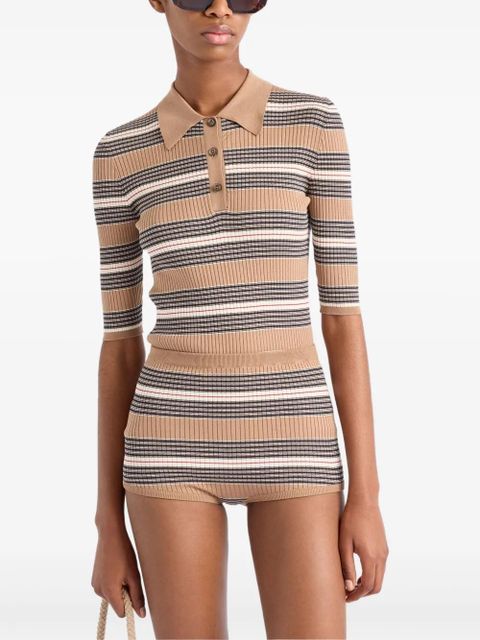 Prada striped ribbed mini shorts - Neutrals