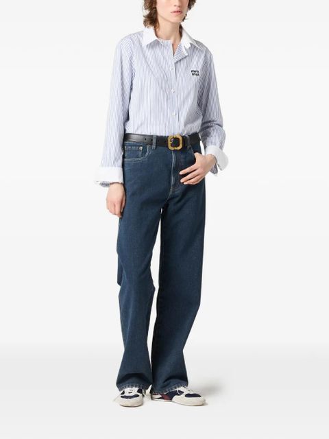 Miu Miu Flocked embroidered-patch jeans - Blue - zdjęcie produktu nr 2