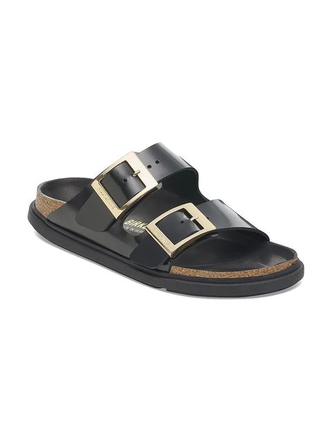 Birkenstock klapki skórzane Arizona Droplet Buckle damskie kolor czarny 1029353
