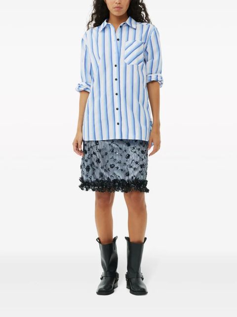 GANNI striped organic cotton shirt - Blue - zdjęcie produktu nr 2