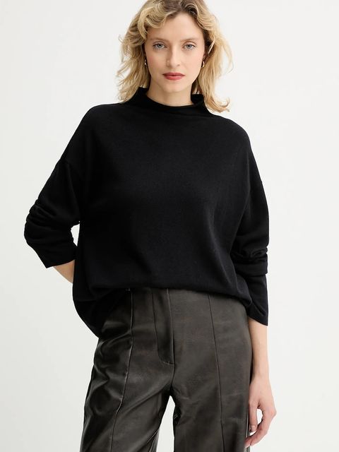 Marc O'Polo sweter z dodatkiem wełny damski kolor czarny lekki z półgolfem 509511860481 - zdjęcie produktu nr 1