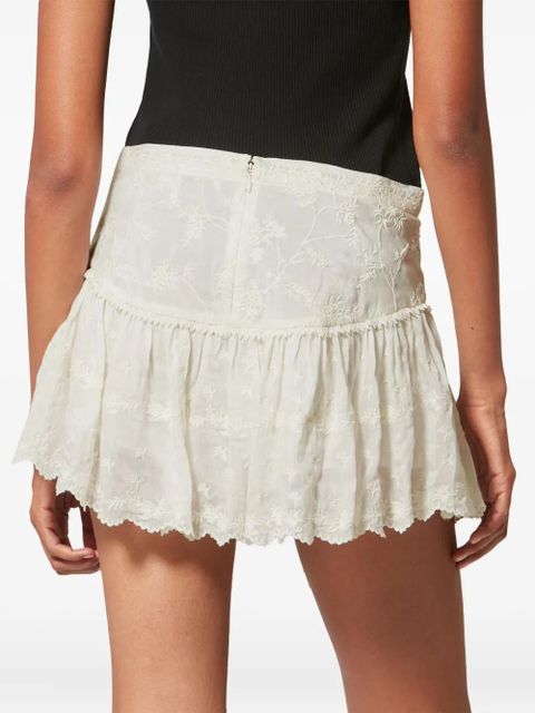 ISABEL MARANT x Zoelia embroidered ruffled shorts - Neutrals