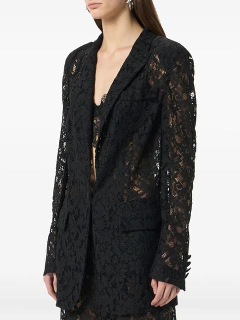 Blumarine single-breasted floral-lace blazer - Black