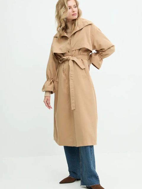 Answear.LAB płaszcz damski kolor brązowy przejściowy