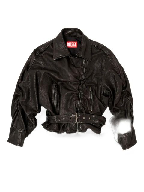 Diesel L-Oys asymmetric-zip leather jacket - Black