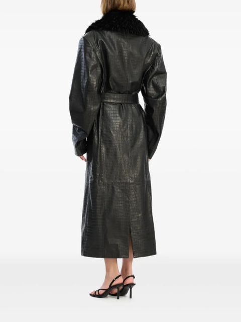 ROTATE BIRGER CHRISTENSEN faux fur-collar leather coat - Black