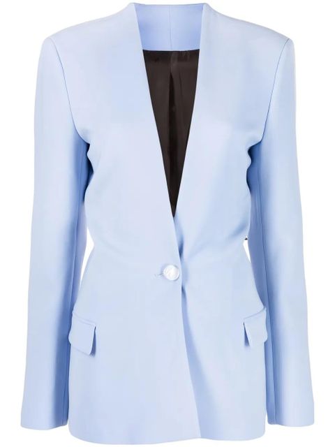 The Attico collarless single-breasted blazer - Blue - zdjęcie produktu nr 1
