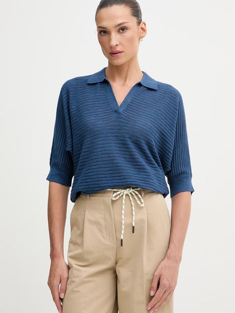 United Colors of Benetton polo damskie z lnem - zdjęcie produktu nr 2