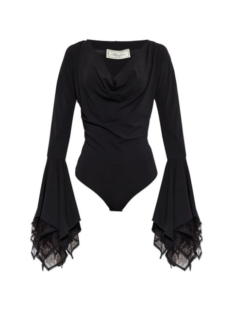 Blumarine lace-trimmed bell-sleeve bodysuit - Black - zdjęcie produktu nr 1