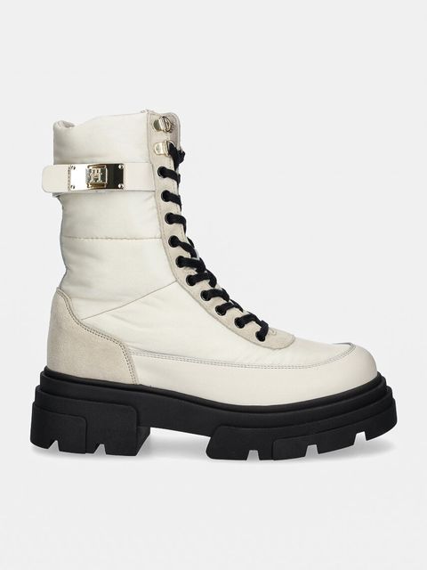 Tommy Hilfiger botki BIKER LEATHER MIX LACE-UP - zdjęcie produktu nr 2