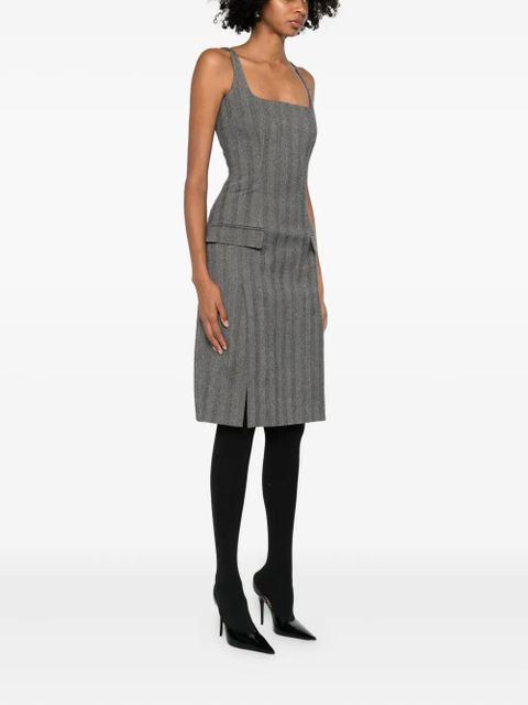 Ferragamo striped pleated midi dress - Grey - zdjęcie produktu nr 2