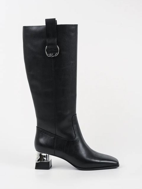 Karl Lagerfeld kozaki skórzane KAYLA damskie kolor czarny na słupku KL35470 - zdjęcie produktu nr 1